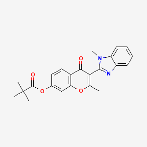 2-methyl-3-(1-methyl-1H-benzo[d]imidazol-2-yl)-4-oxo-4H-chromen-7-yl pivalate