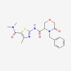 4-benzyl-N-(5-(dimethylcarbamoyl)-4-methylthiazol-2-yl)-5-oxomorpholine-3-carboxamide