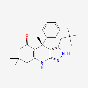 molecular formula C24H31N3O B2727197 (4R)-3-(2,2-Dimethylpropyl)-4,7,7-trimethyl-4-phenyl-2,6,8,9-tetrahydropyrazolo[3,4-b]quinolin-5-one CAS No. 2056262-08-7