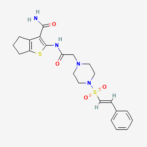 2-[[2-[4-[(E)-2-phenylethenyl]sulfonylpiperazin-1-yl]acetyl]amino]-5,6-dihydro-4H-cyclopenta[b]thiophene-3-carboxamide