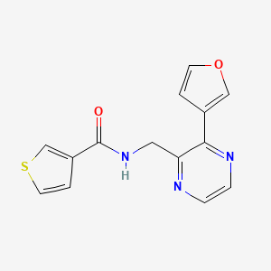 molecular formula C14H11N3O2S B2727216 N-((3-(furan-3-yl)pyrazin-2-yl)methyl)thiophene-3-carboxamide CAS No. 2034499-54-0