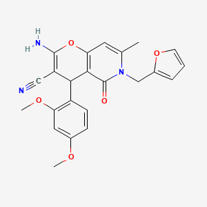 molecular formula C23H21N3O5 B2727224 2-amino-4-(2,4-dimethoxyphenyl)-6-(furan-2-ylmethyl)-7-methyl-5-oxo-5,6-dihydro-4H-pyrano[3,2-c]pyridine-3-carbonitrile CAS No. 758701-72-3