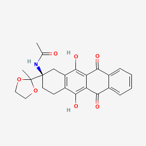 molecular formula C24H23NO7 B2727241 (R)-N-(5,12-dihydroxy-2-(2-methyl-1,3-dioxolan-2-yl)-6,11-dioxo-1,2,3,4,6,11-hexahydrotetracen-2-yl)acetamide CAS No. 86264-76-8