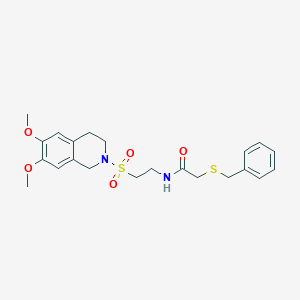 molecular formula C22H28N2O5S2 B2727242 2-(benzylthio)-N-(2-((6,7-dimethoxy-3,4-dihydroisoquinolin-2(1H)-yl)sulfonyl)ethyl)acetamide CAS No. 922014-91-3
