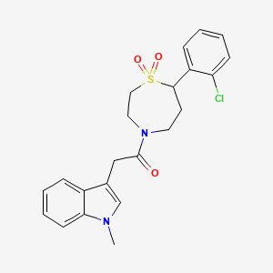 molecular formula C22H23ClN2O3S B2727247 1-(7-(2-chlorophenyl)-1,1-dioxido-1,4-thiazepan-4-yl)-2-(1-methyl-1H-indol-3-yl)ethanone CAS No. 2034530-56-6