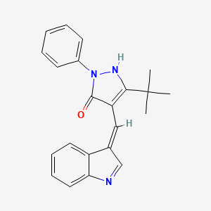 molecular formula C22H21N3O B2727250 3-(Tert-butyl)-4-(indol-3-ylmethylene)-1-phenyl-2-pyrazolin-5-one CAS No. 1159976-44-9