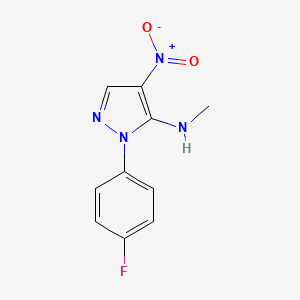 molecular formula C10H9FN4O2 B2727251 1-(4-fluorophenyl)-N-methyl-4-nitro-1H-pyrazol-5-amine CAS No. 318238-08-3