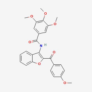 molecular formula C26H23NO7 B2727252 3,4,5-trimethoxy-N-[2-(4-methoxybenzoyl)-1-benzofuran-3-yl]benzamide CAS No. 630058-60-5