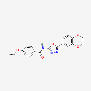 molecular formula C19H17N3O5 B2727265 N-(5-(2,3-dihydrobenzo[b][1,4]dioxin-6-yl)-1,3,4-oxadiazol-2-yl)-4-ethoxybenzamide CAS No. 887872-92-6