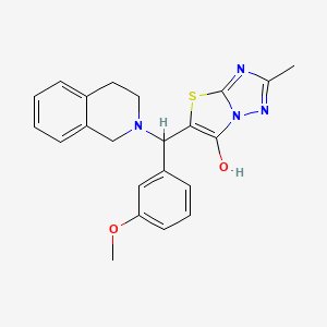 molecular formula C22H22N4O2S B2727276 5-((3,4-dihydroisoquinolin-2(1H)-yl)(3-methoxyphenyl)methyl)-2-methylthiazolo[3,2-b][1,2,4]triazol-6-ol CAS No. 851969-73-8