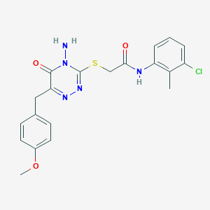 molecular formula C20H20ClN5O3S B2727280 2-((4-amino-6-(4-methoxybenzyl)-5-oxo-4,5-dihydro-1,2,4-triazin-3-yl)thio)-N-(3-chloro-2-methylphenyl)acetamide CAS No. 886958-16-3