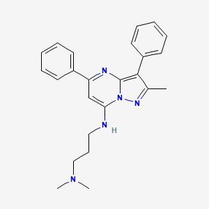 molecular formula C24H27N5 B2727287 N,N-dimethyl-N'-(2-methyl-3,5-diphenylpyrazolo[1,5-a]pyrimidin-7-yl)propane-1,3-diamine CAS No. 900894-75-9