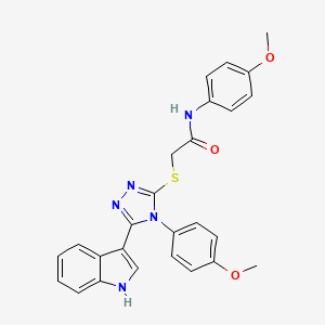 molecular formula C26H23N5O3S B2727294 2-((5-(1H-吲哚-3-基)-4-(4-甲氧基苯基)-4H-1,2,4-三唑-3-基)硫)-N-(4-甲氧基苯基)乙酰胺 CAS No. 946377-78-2
