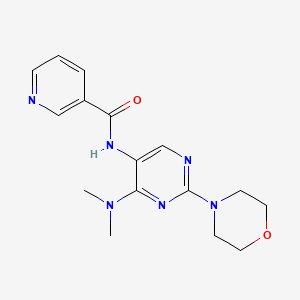 molecular formula C16H20N6O2 B2727300 N-(4-(二甲胺)-2-吗啉吡嘧啉-5-基)烟酰胺 CAS No. 1797670-27-9