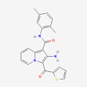 molecular formula C22H19N3O2S B2727309 2-氨基-N-(2,5-二甲基苯基)-3-(噻吩-2-甲酰)吲哚并[1,2-a]吡嗪-1-羧酰胺 CAS No. 898433-80-2