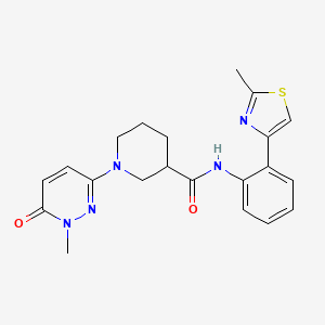 molecular formula C21H23N5O2S B2727313 1-(1-methyl-6-oxo-1,6-dihydropyridazin-3-yl)-N-(2-(2-methylthiazol-4-yl)phenyl)piperidine-3-carboxamide CAS No. 1706221-92-2