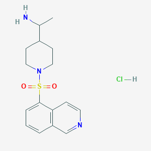 molecular formula C16H22ClN3O2S B2727314 1-(1-Isoquinolin-5-ylsulfonylpiperidin-4-yl)ethanamine;hydrochloride CAS No. 2035153-23-0