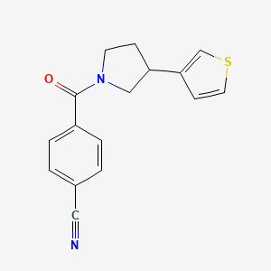 molecular formula C16H14N2OS B2727315 4-(3-(Thiophen-3-yl)pyrrolidine-1-carbonyl)benzonitrile CAS No. 2176270-30-5