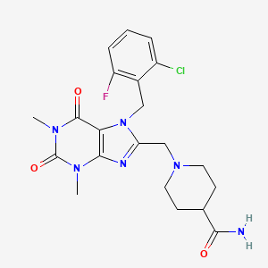 1-[[7-[(2-Chloro-6-fluorophenyl)methyl]-1,3-dimethyl-2,6-dioxopurin-8-yl]methyl]piperidine-4-carboxamide