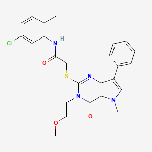 molecular formula C25H25ClN4O3S B2727332 N-(5-chloro-2-methylphenyl)-2-((3-(2-methoxyethyl)-5-methyl-4-oxo-7-phenyl-4,5-dihydro-3H-pyrrolo[3,2-d]pyrimidin-2-yl)thio)acetamide CAS No. 1112035-80-9