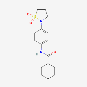 molecular formula C16H22N2O3S B2727337 N-(4-(1,1-二氧代异噻唑啉-2-基)苯基)环己基甲酰胺 CAS No. 941885-93-4