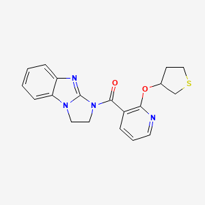 molecular formula C19H18N4O2S B2727345 (2,3-dihydro-1H-benzo[d]imidazo[1,2-a]imidazol-1-yl)(2-((tetrahydrothiophen-3-yl)oxy)pyridin-3-yl)methanone CAS No. 2034362-48-4