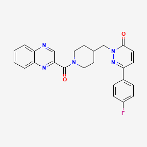molecular formula C25H22FN5O2 B2727369 6-(4-Fluorophenyl)-2-{[1-(quinoxaline-2-carbonyl)piperidin-4-yl]methyl}-2,3-dihydropyridazin-3-one CAS No. 2097903-97-2