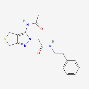 molecular formula C17H20N4O2S B2727375 2-(3-乙酰氨基-4,6-二氢-2H-噻吩并[3,4-c]嘧啶-2-基)-N-苯乙基乙酰胺 CAS No. 1105250-73-4