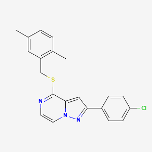 2-(4-Chlorophenyl)-4-[(2,5-dimethylbenzyl)thio]pyrazolo[1,5-a]pyrazine
