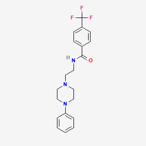 molecular formula C20H22F3N3O B2727384 N-[2-(4-苯基哌嗪-1-基)乙基]-4-(三氟甲基)苯甲酰胺 CAS No. 1049341-76-5