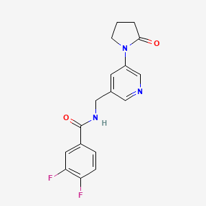 molecular formula C17H15F2N3O2 B2727393 3,4-difluoro-N-((5-(2-oxopyrrolidin-1-yl)pyridin-3-yl)methyl)benzamide CAS No. 2034298-79-6