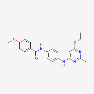 molecular formula C21H22N4O3 B2727397 N-(4-((6-ethoxy-2-methylpyrimidin-4-yl)amino)phenyl)-4-methoxybenzamide CAS No. 946272-79-3