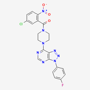 molecular formula C21H16ClFN8O3 B2727405 (5-氯-2-硝基苯基)(4-(3-(4-氟苯基)-3H-[1,2,3]三唑并[4,5-d]嘧啶-7-基)哌嗪-1-基)甲酮 CAS No. 942012-95-5