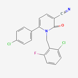 molecular formula C19H11Cl2FN2O B2727412 1-(2-Chloro-6-fluorobenzyl)-6-(4-chlorophenyl)-2-oxo-1,2-dihydro-3-pyridinecarbonitrile CAS No. 400089-27-2
