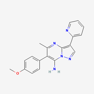 molecular formula C19H17N5O B2727421 6-(4-Methoxyphenyl)-5-methyl-3-(2-pyridinyl)pyrazolo[1,5-a]pyrimidin-7-ylamine CAS No. 685109-46-0