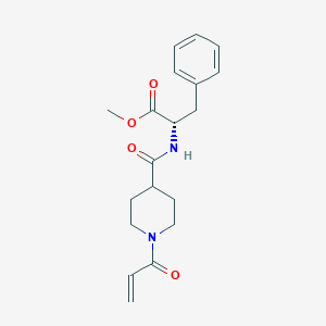 molecular formula C19H24N2O4 B2727429 Methyl (2S)-3-phenyl-2-[(1-prop-2-enoylpiperidine-4-carbonyl)amino]propanoate CAS No. 2361578-11-0