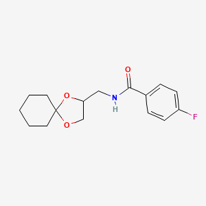 molecular formula C16H20FNO3 B2727442 N-(1,4-dioxaspiro[4.5]decan-2-ylmethyl)-4-fluorobenzamide CAS No. 899957-58-5