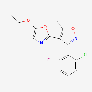 molecular formula C15H12ClFN2O3 B2727445 2-(3-(2-氯-6-氟苯基)-5-甲基-4-异噁唑基)-1,3-噁唑-5-基乙基醚 CAS No. 338391-68-7