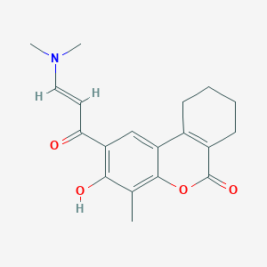 molecular formula C19H21NO4 B2727451 2-[(2E)-3-(dimethylamino)prop-2-enoyl]-3-hydroxy-4-methyl-7,8,9,10-tetrahydro-6H-benzo[c]chromen-6-one CAS No. 1821457-45-7