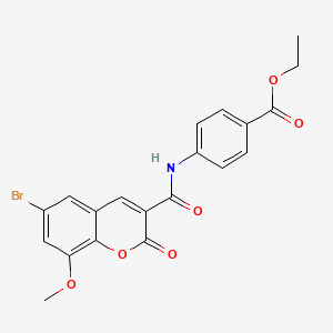 molecular formula C20H16BrNO6 B2727454 ethyl 4-(6-bromo-8-methoxy-2-oxo-2H-chromene-3-carboxamido)benzoate CAS No. 850782-22-8