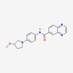 molecular formula C20H20N4O2 B2727470 N-[4-(3-methoxypyrrolidin-1-yl)phenyl]quinoxaline-6-carboxamide CAS No. 1797700-08-3