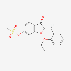 molecular formula C18H16O6S B2727482 (Z)-2-(2-乙氧基苯甲亚甲基)-3-氧代-2,3-二氢苯并呋喃-6-基甲磺酸酯 CAS No. 623122-63-4