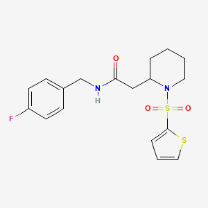 molecular formula C18H21FN2O3S2 B2727484 N-(4-氟苯甲基)-2-(1-(噻吩-2-基磺酰基)哌啶-2-基)乙酰胺 CAS No. 941991-45-3