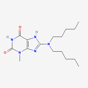 molecular formula C16H27N5O2 B2727489 8-(Dipentylamino)-3-methyl-1,3,7-trihydropurine-2,6-dione CAS No. 299419-43-5