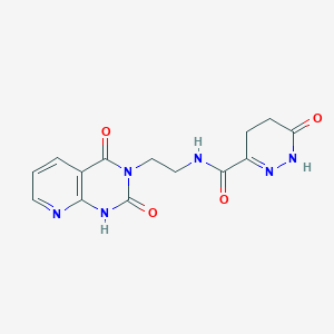 molecular formula C14H14N6O4 B2727494 N-(2-(2,4-dioxo-1,2-dihydropyrido[2,3-d]pyrimidin-3(4H)-yl)ethyl)-6-oxo-1,4,5,6-tetrahydropyridazine-3-carboxamide CAS No. 2034505-23-0
