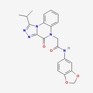molecular formula C21H19N5O4 B2727497 N-(benzo[d][1,3]dioxol-5-yl)-2-(1-isopropyl-4-oxo-[1,2,4]triazolo[4,3-a]quinoxalin-5(4H)-yl)acetamide CAS No. 1358415-66-3