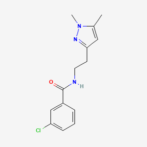 molecular formula C14H16ClN3O B2727498 3-chloro-N-(2-(1,5-dimethyl-1H-pyrazol-3-yl)ethyl)benzamide CAS No. 2034260-61-0
