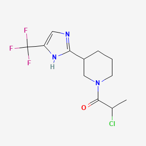 molecular formula C12H15ClF3N3O B2727506 2-Chloro-1-[3-[5-(trifluoromethyl)-1H-imidazol-2-yl]piperidin-1-yl]propan-1-one CAS No. 2411296-99-4