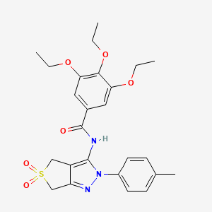 molecular formula C25H29N3O6S B2727509 3,4,5-triethoxy-N-[2-(4-methylphenyl)-5,5-dioxo-4,6-dihydrothieno[3,4-c]pyrazol-3-yl]benzamide CAS No. 449787-97-7