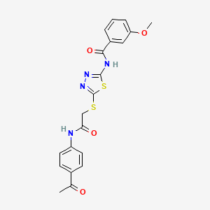 molecular formula C20H18N4O4S2 B2727510 N-(5-((2-((4-acetylphenyl)amino)-2-oxoethyl)thio)-1,3,4-thiadiazol-2-yl)-3-methoxybenzamide CAS No. 868974-68-9